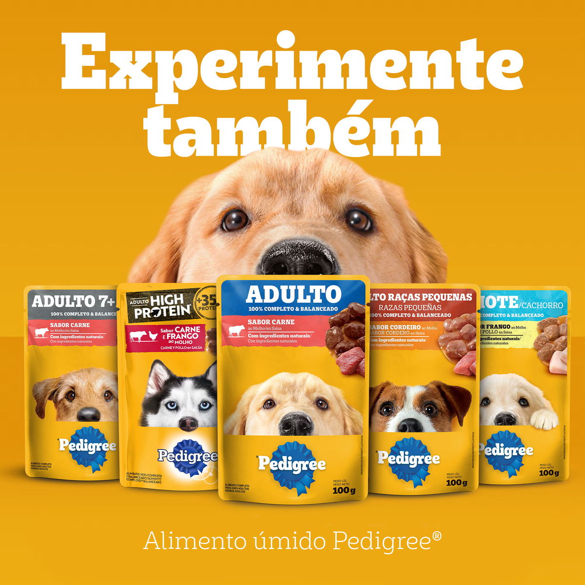 Sachês de alimento úmido Pedigree em diversos sabores